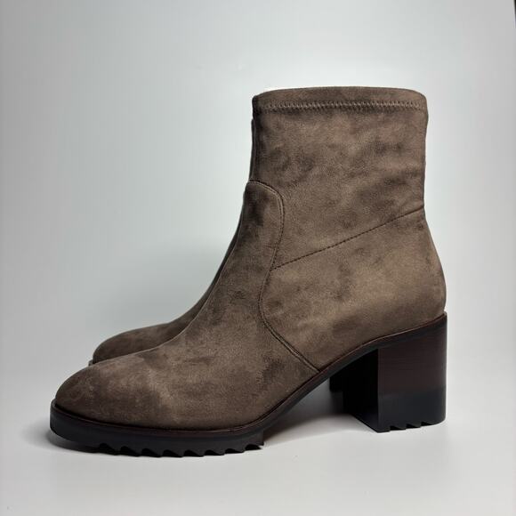 Vaneli Hazel Water Resistant Suede Lug Sole Bootie in Taupe Punto Stretch - Picture 1 of 10